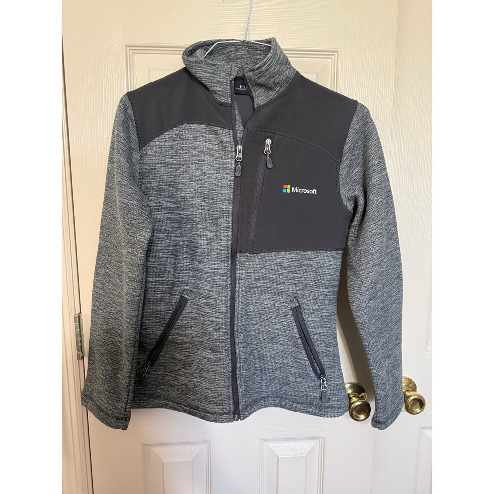 Fossa Microsoft Full Zip Fleece Jacket Womens XS Gray Space Dye Softshell Tech